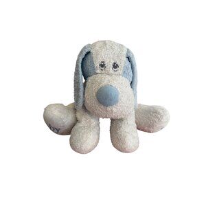 VTG Woolworths Soft Plush Blue White Baby Dog lovey Embroidered baby boy nursery